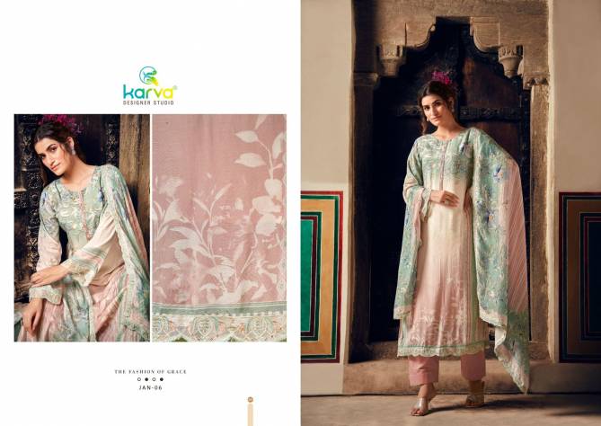 Jannat By Karva designer Viscose Muslin Digital Printed Dress Material Wholesale Shop In Surat